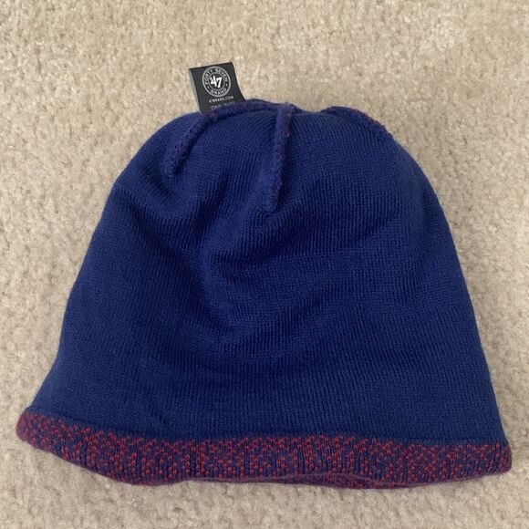 NFL 47 Brand NY Giants Knit Hat Blue White Red Puffball One Size NY Embroidered - Picture 6 of 9